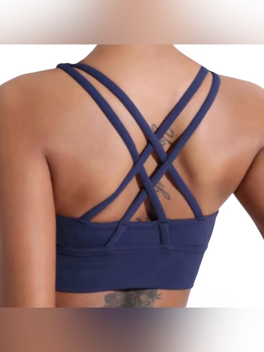 Navy Strappy Sports Bra - Medium